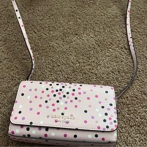Kate Spade Pink Festive Confetti Dot Crossbody Handbag Clutch